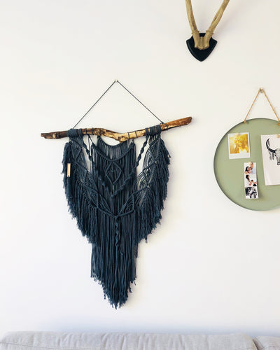Noma macramé wandhanger grijs L